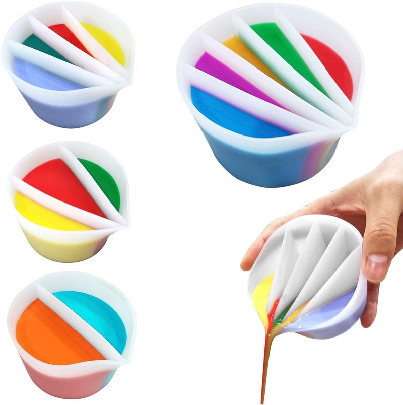 Kunyeah Split Cup for Paint Pouring, Fluid Art Split Cup Acrylic Paint Pour Split Cup Resin Pouring DIY Making Painting Tools Drawing Accessories Reusable Silicone Split Cup with Dividers - Image 1